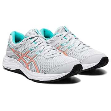 ASICS Gel-Contend® 6 Glacier Grey/Sun Coral 8 D - Wide