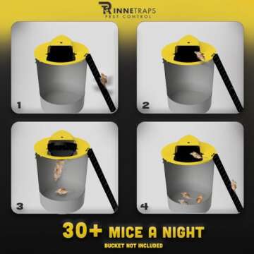 RinneTraps Flip N Slide Bucket Lid Mouse Trap - Humane Multi-Catch Design