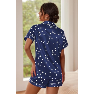 Ekouaer Women's Satin Pajama Set Soft Silk Loungewear Small