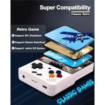 Ecoffer Miyoo Mini Plus Retro Game Console,Portable Handheld Open Source Game Console with Storage Case,3.5"" HD Display,Compatible with a Large Variety of Classic Games.(White 64G)