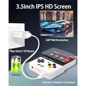 Ecoffer Miyoo Mini Plus Retro Game Console,Portable Handheld Open Source Game Console with Storage Case,3.5"" HD Display,Compatible with a Large Variety of Classic Games.(White 64G)