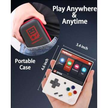 Ecoffer Miyoo Mini Plus Retro Game Console,Portable Handheld Open Source Game Console with Storage Case,3.5"" HD Display,Compatible with a Large Variety of Classic Games.(White 64G)
