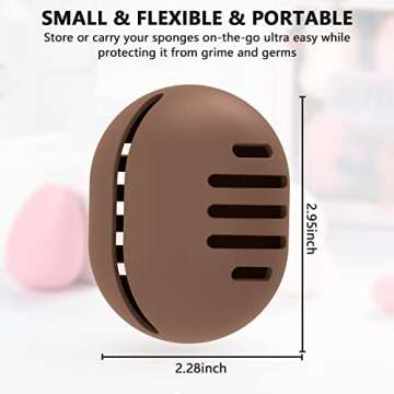 Fauxomor Makeup Sponge Holder,Double-sided 5-line Vented Silicone Beauty Blender Holder for Travel,Shatterproof Make Up Sponge Travel Case for All Sponges Sanitary Reuse Easy to Carry,Coffee