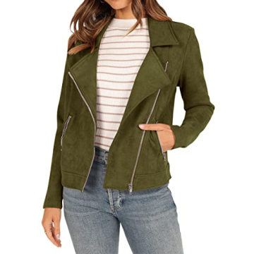 KIRUNDO Women's Faux Suede Cropped Jacket for Fall