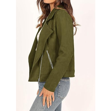 KIRUNDO Women's Faux Suede Cropped Jacket for Fall