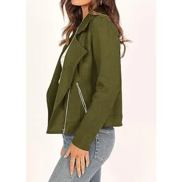 KIRUNDO Women's Faux Suede Cropped Jacket for Fall