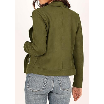 KIRUNDO Women's Faux Suede Cropped Jacket for Fall