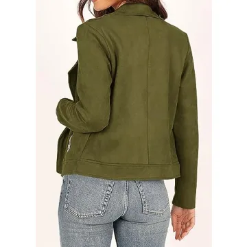 KIRUNDO Women's Faux Suede Cropped Jacket for Fall