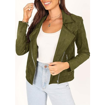 KIRUNDO Women's Faux Suede Cropped Jacket for Fall