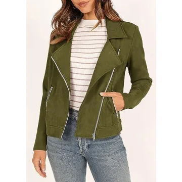 KIRUNDO Women's Faux Suede Cropped Jacket for Fall