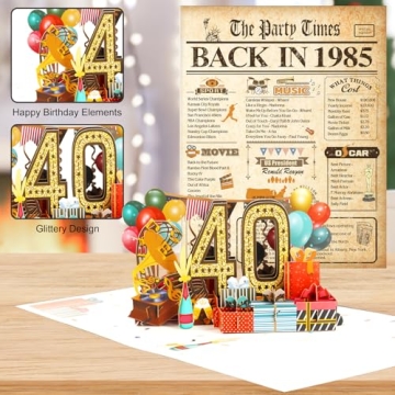 OLOSONG 40th Birthday Card for Men Women - 3D Pop Up Design, Unique Gift for Celebrations
