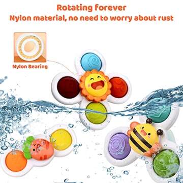 QIUXQIU 3PCS Suction Cup Spinner Toys for 1 2-Year-Old Boys Windmill Spinning Toys Baby Toys 12-18 Months Sensory Toys for Toddlers First Birthday Baby Gifts for 1-Year-Old Kids