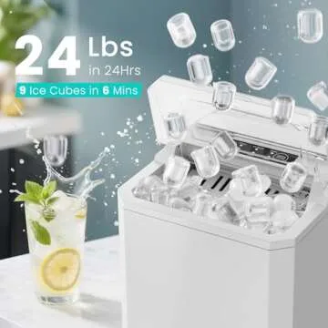 OLIXIS Nugget Ice Maker Machine - 26lbs Ice in 24Hrs, 9 Cubes in 6 Mins, Self-Cleaning, Portable for...