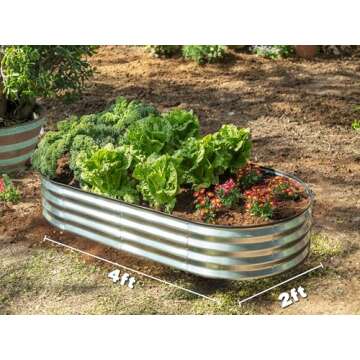 Galvanized Raised Garden Beds Outdoor // 4×2×1 ft Planter Raised Beds for Gardening, Vegetables, Flowers // Large Metal Garden Box (Silver)