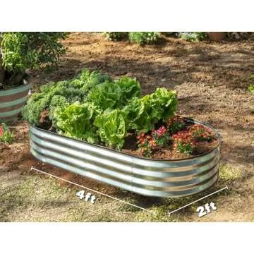 Galvanized Raised Garden Beds Outdoor // 4×2×1 ft Planter Raised Beds for Gardening, Vegetables, Flowers // Large Metal Garden Box (Silver)