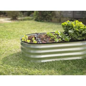 Galvanized Raised Garden Beds Outdoor // 4×2×1 ft Planter Raised Beds for Gardening, Vegetables, Flowers // Large Metal Garden Box (Silver)