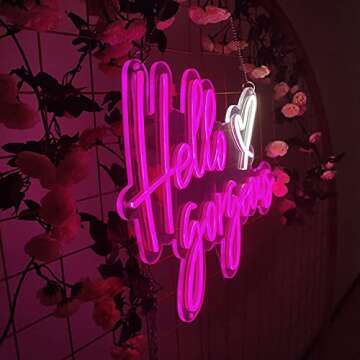 FARNEW Hello Gorgeous Neon Sign Light Wall Art Gifts,Neon Sign Wall Art,Neon Sign Wall Decorations B...