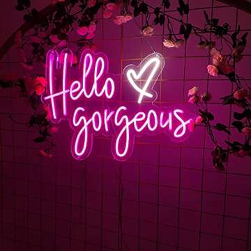 FARNEW Hello Gorgeous Neon Sign Light Wall Art Gifts,Neon Sign Wall Art,Neon Sign Wall Decorations Bar Pub Club Rave Apartment Home Decor Party Christmas Decor