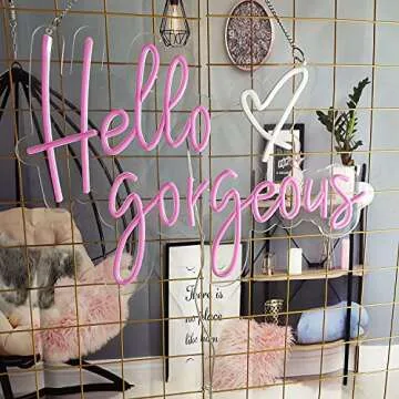 FARNEW Hello Gorgeous Neon Sign Light Wall Art Gifts,Neon Sign Wall Art,Neon Sign Wall Decorations Bar Pub Club Rave Apartment Home Decor Party Christmas Decor