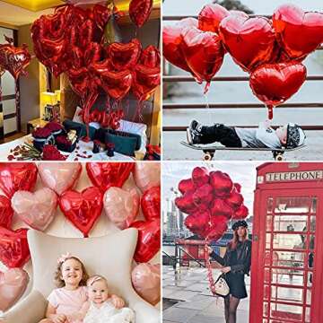 10Pcs Red Foil Heart Shaped Balloons 18 Inch Heart Mylar Balloons For Baby Shower Wedding Valentine Decorations Love Balloons Party Decorations