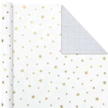 Hallmark Wrapping Paper Rolls for Weddings, Bridal Showers, Birthdays - Gold and White Gift Wrap Paper (Set of 3 Rolls: 105 sq. ft. ttl.) Metallic Striped and Polka Dot for All Occasions