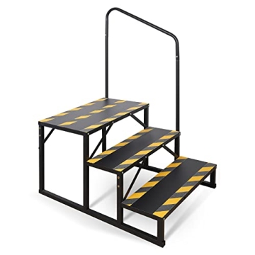 Kinchoix 3 Step RV Stairs - Safe & Portable Ladder with Handrail for Hot Tubs & RVs