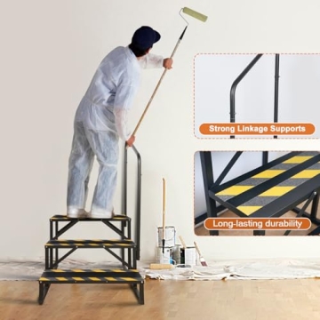 Kinchoix 3 Step RV Stairs - Safe Ladder with Handrail for Hot Tub
