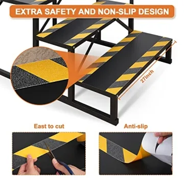 Kinchoix 3 Step RV Stairs - Safe Ladder with Handrail for Hot Tub