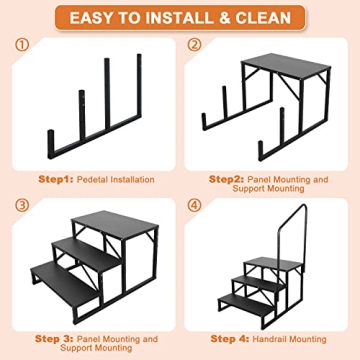 Kinchoix 3 Step RV Stairs - Safe Ladder with Handrail for Hot Tub