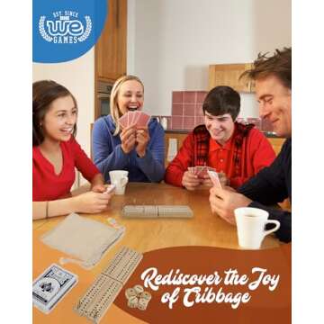 WE Games Travel Cribbage Board Game Set – Foldable 2-Track Mini Wooden Cribbage Board with Cards, ...