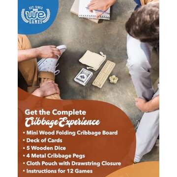 Travel Cribbage Board Game Set Portable Family Fun