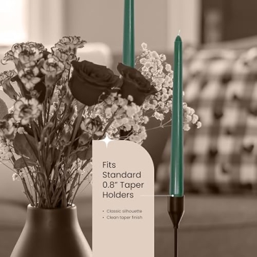 Leor & Lair Green Taper Candles - 12 Pack 10" Green Candlesticks for Christmas - Unscented Long Burning Candle Sticks for Spring, Home Decor, Dinner, Holidays, Weddings & Events