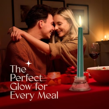 Leor & Lair Green Taper Candles - 12 Pack 10" Green Candlesticks for Christmas - Unscented Long Burning Candle Sticks for Spring, Home Decor, Dinner, Holidays, Weddings & Events
