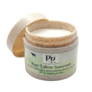 Grass Fed Tallow Sunscreen - SPF 50, Organic Raspberry Oil, Eco-Friendly Packaging, U.S.A Made
