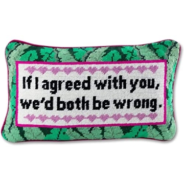 FURBISH Handmade Needlepoint Decorative Throw Pillow - Both Be Wrong - 9" x 15" - Small Embroidered ...