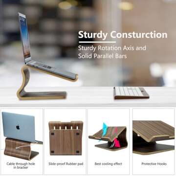 SAMDI Wood Laptop Stand for Desk: Elegant Cooling Holder for Most Laptops