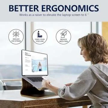 SAMDI Wood Laptop Stand for Ergonomic Desk Comfort