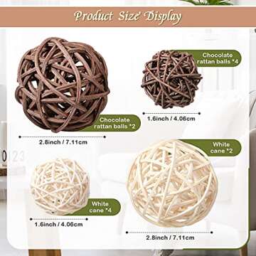 Jetec 18 Pcs Decorative Balls for Centerpiece Bowls Green Moss Balls Wicker Rattan Cord Decorative Bowl Fillers for Garden Vase Home Party Table Farmhouse Rustic Decor(Novel Style,Moss, Rattan)