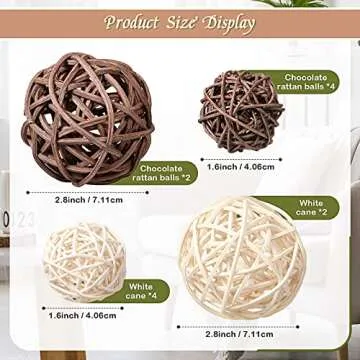 Jetec 18 Pcs Decorative Balls for Centerpiece Bowls Green Moss Balls Wicker Rattan Cord Decorative Bowl Fillers for Garden Vase Home Party Table Farmhouse Rustic Decor(Novel Style,Moss, Rattan)