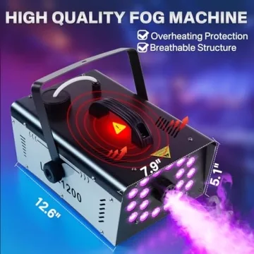 1200W Fog Machine with Lights and Remote Control for Events