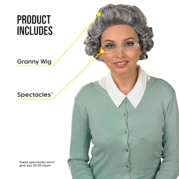 Old Lady Costume Wig for Fun Events and Parties