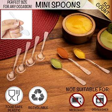 Loreso Plastic Mini Clear Dessert Spoons For Miniature Dessert Cups, Tasting Party, Sampling, Ice Cr...