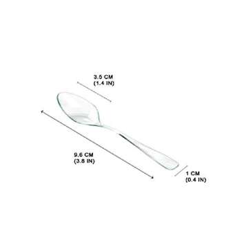 Loreso Plastic Mini Clear Dessert Spoons For Miniature Dessert Cups, Tasting Party, Sampling, Ice Cream, Small Catering Supplies - Reusable 50 CT