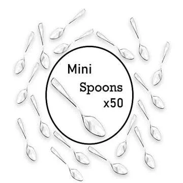 Loreso Plastic Mini Clear Dessert Spoons For Miniature Dessert Cups, Tasting Party, Sampling, Ice Cream, Small Catering Supplies - Reusable 50 CT