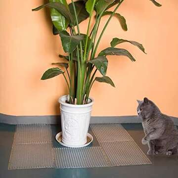 10 Pcs Cat Spike Mat Outdoor Indoor Cat Deterrent Scat Mat Keep Cats/Dogs Off Counter Pet Deterrent Training Mats Plastic Mats with Spikes (18.3 Sq.ft,16" x 13")