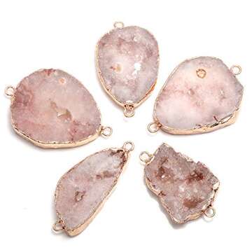 Stunning 5Pcs Druzy Agate Links for Jewelry Making