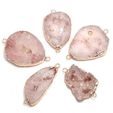 Stunning 5Pcs Druzy Agate Links for Jewelry Making