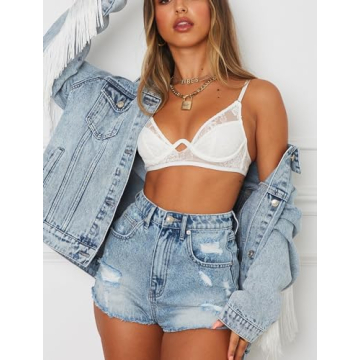 Justalwart Oversized Denim Jacket Women Festival Fringe