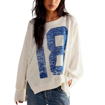 Amiblvowa Women Oversized Graphic Sweatshirt - Stylish Y2K Pullover Top