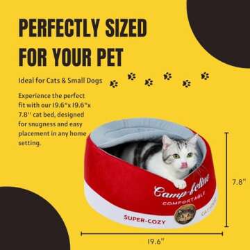 PECHVINO Can-Shaped Cat Bed – Ramen Bowl Cat Bed with Cover | Cute Enclosed Cat Bed with Ultra-Soft Cushion, Private & Cozy Design for Cats & Small Dogs